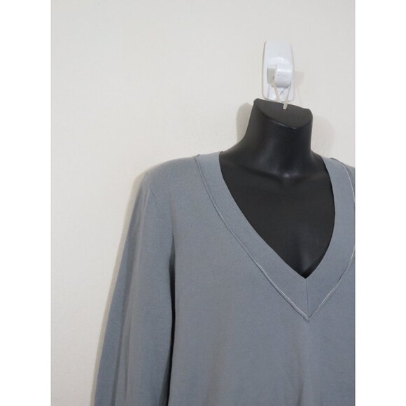 rag & bone size Medium Long Sleeve V Neck Top Gray Basic Casual - Picture 6 of 8